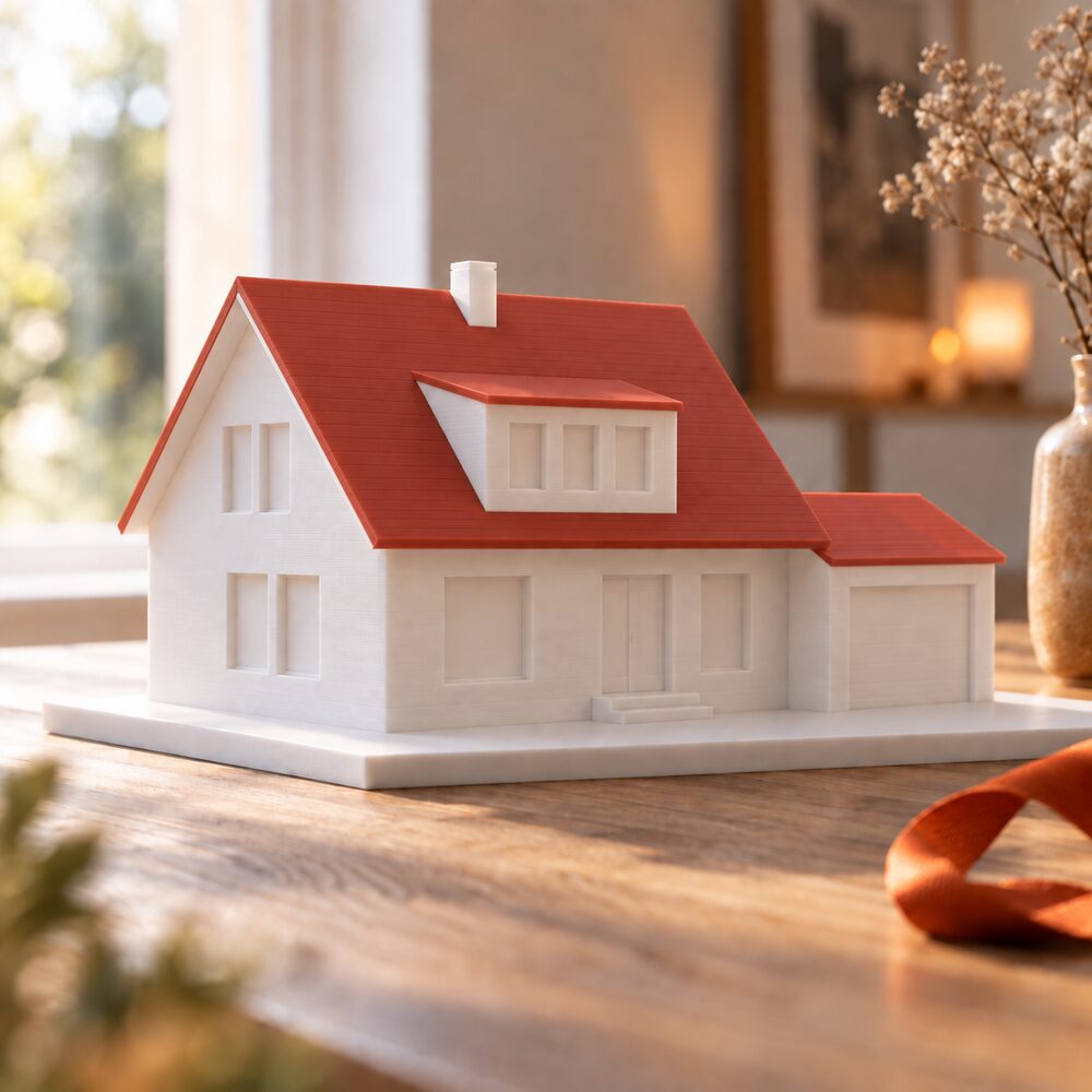 3D-gedrucktes Hausmodell mit Basis-Detailgrad