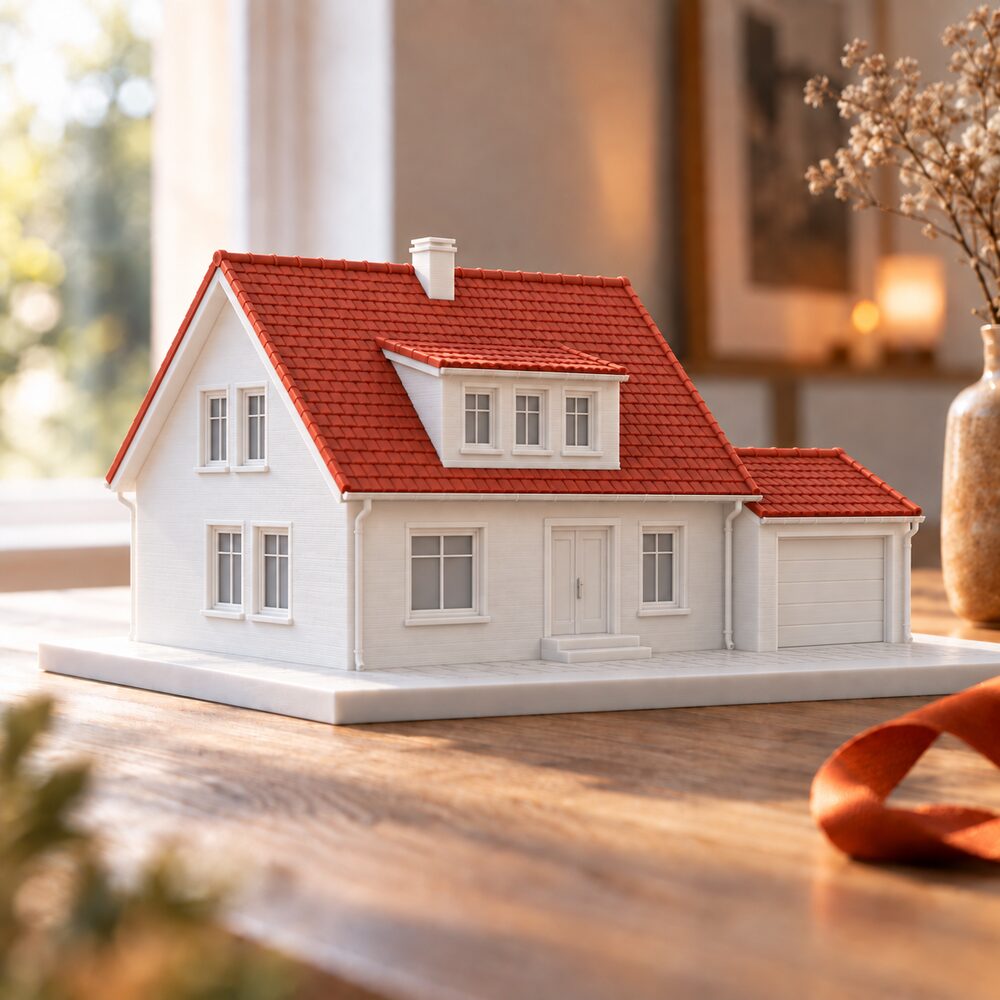 3D-gedrucktes Hausmodell mit hohem Detailgrad
